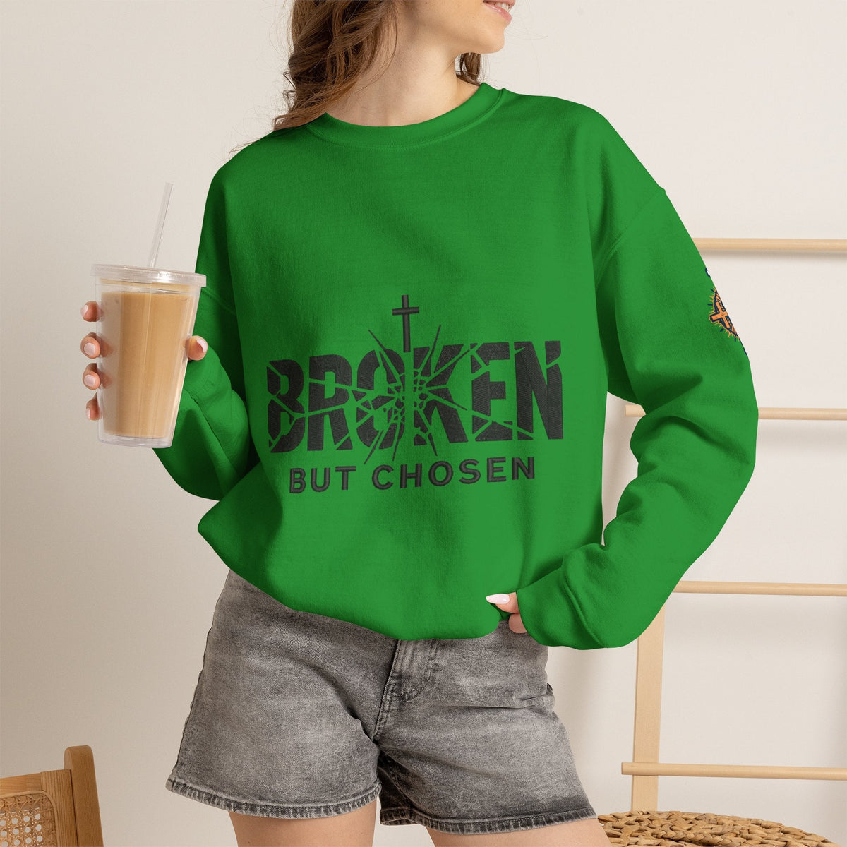 Broken But Chosen Crewneck Sweatshirt Printify