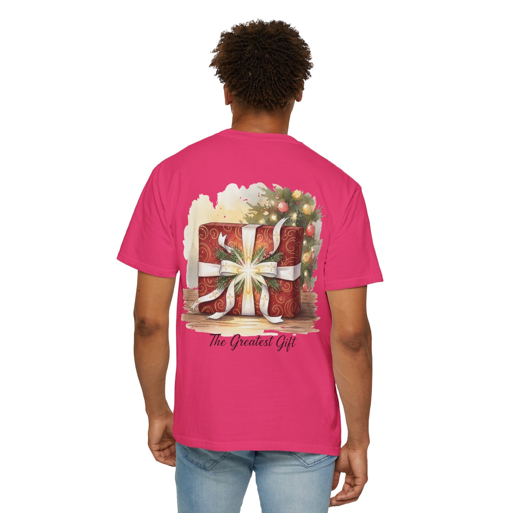 The Greatest Gift T-shirt – Cross Bow Present Christian T-shirt for Christmas Salvation & Eternal Faith Printify