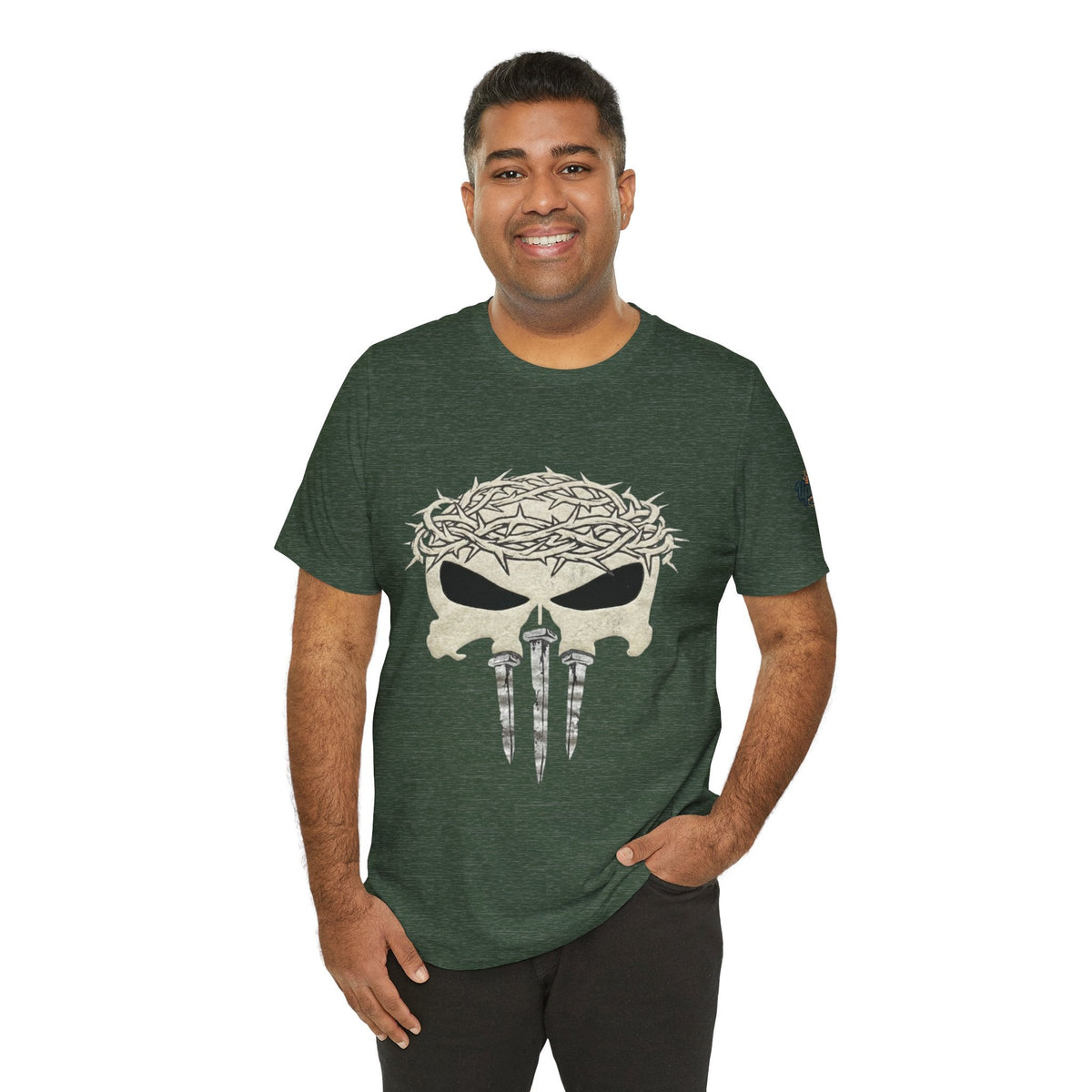 Christian Skull T-shirt - Crown of Thorns & Nails - Warrior Faith T-shirt Printify