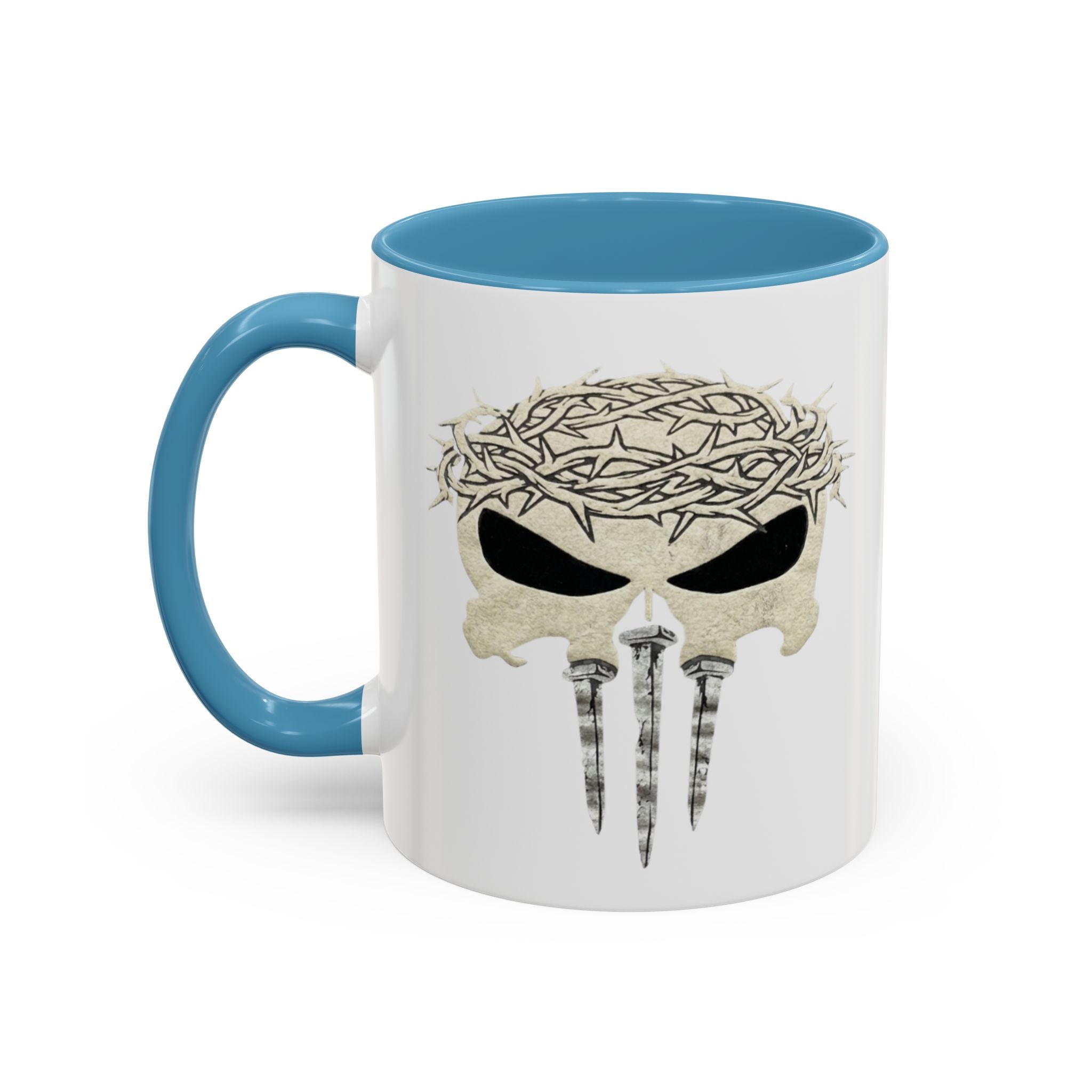 Christian Skull Coffee Mug — Crown of Thorns “Warrior Faith” (11/15 oz) Printify