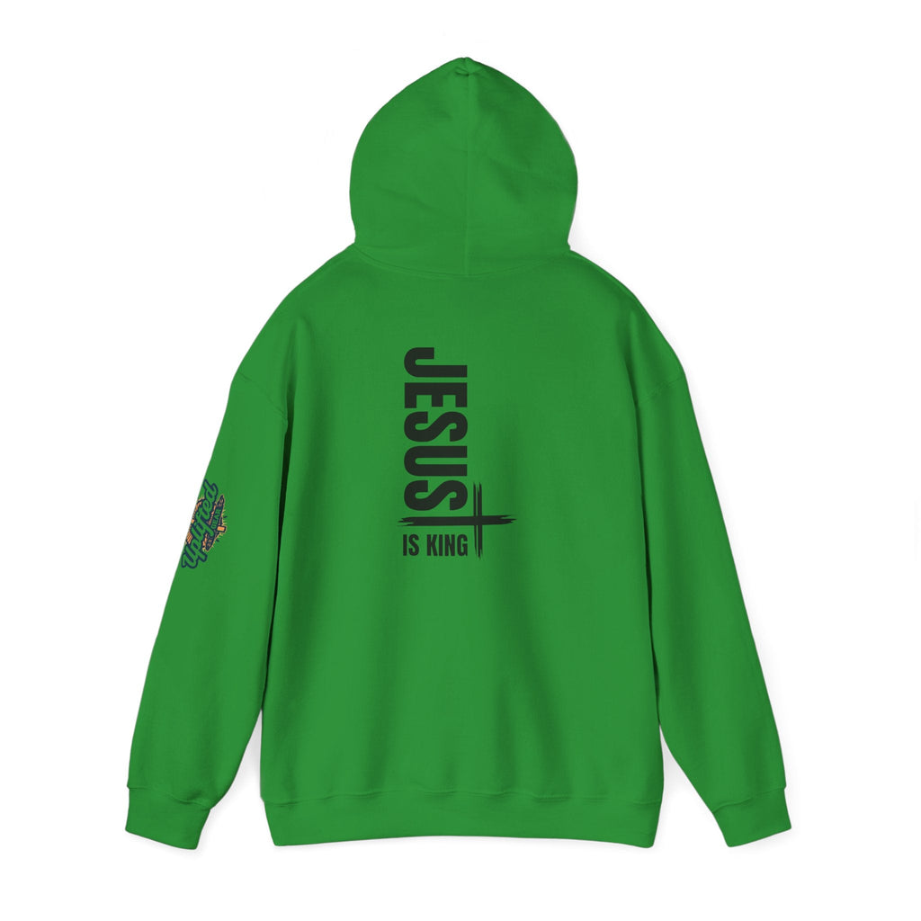 Jesus Is King Hoodie | Modern Typographic Cross Christian Hoodie Printify