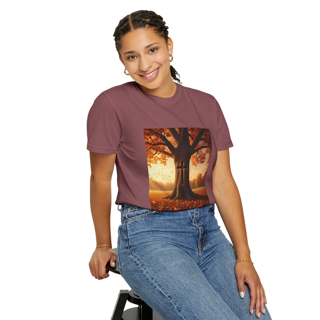 Trust in the Lord T-Shirt – Autumn Tree Christian Tee with Proverbs 3:5 Printify
