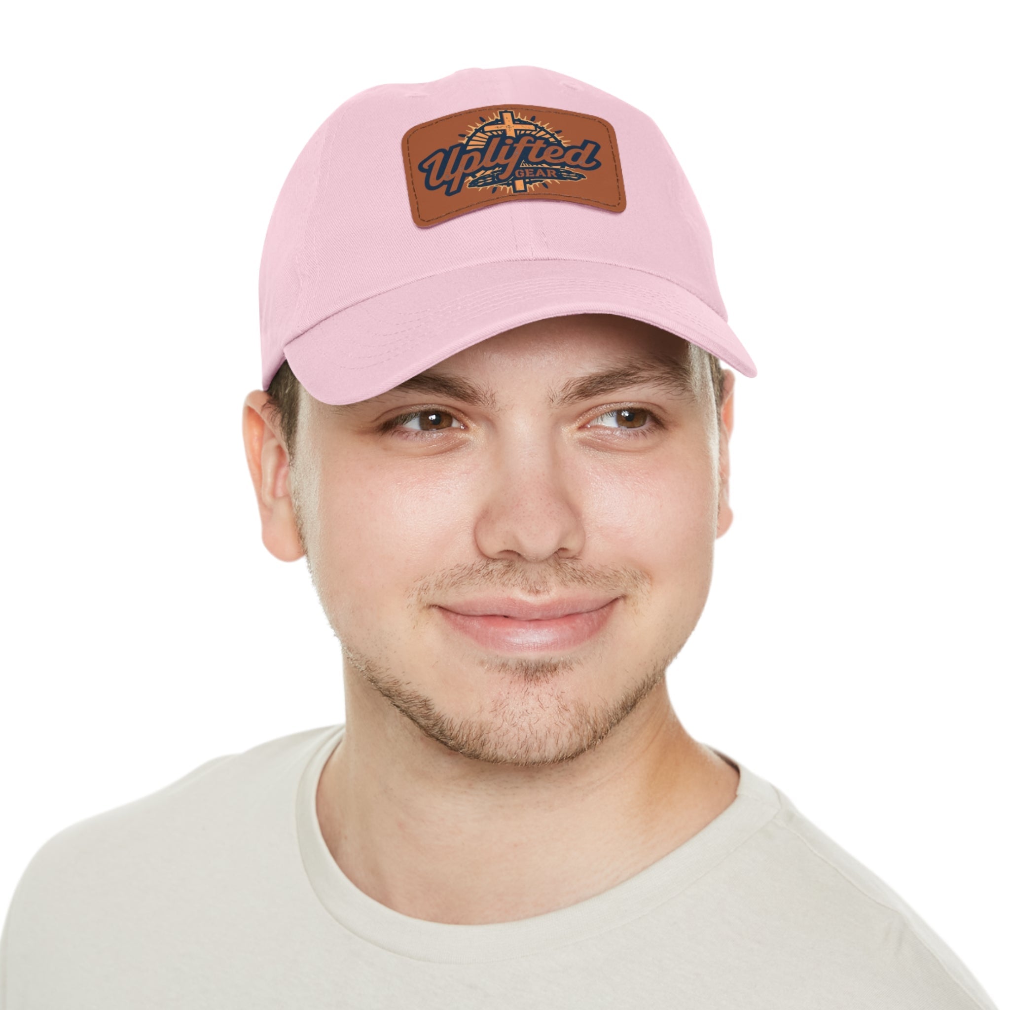 Uplifted Gear Leather Patch Dad Hat — Vintage Aviation Logo Cap Printify