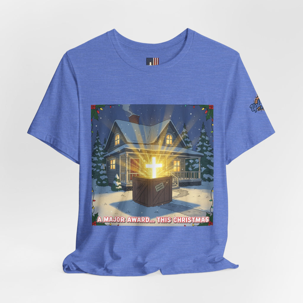 A Major Award This Christmas T-shirt – Fragile Leg Lamp Parody Cross Unboxing Christian T-shirt for Hilarious Faith & Holiday Glow Printify