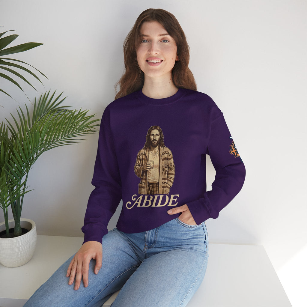 Abide Jesus Sweatshirt — Vintage 'The Dude' Religious Graphic Sweatshirt Printify