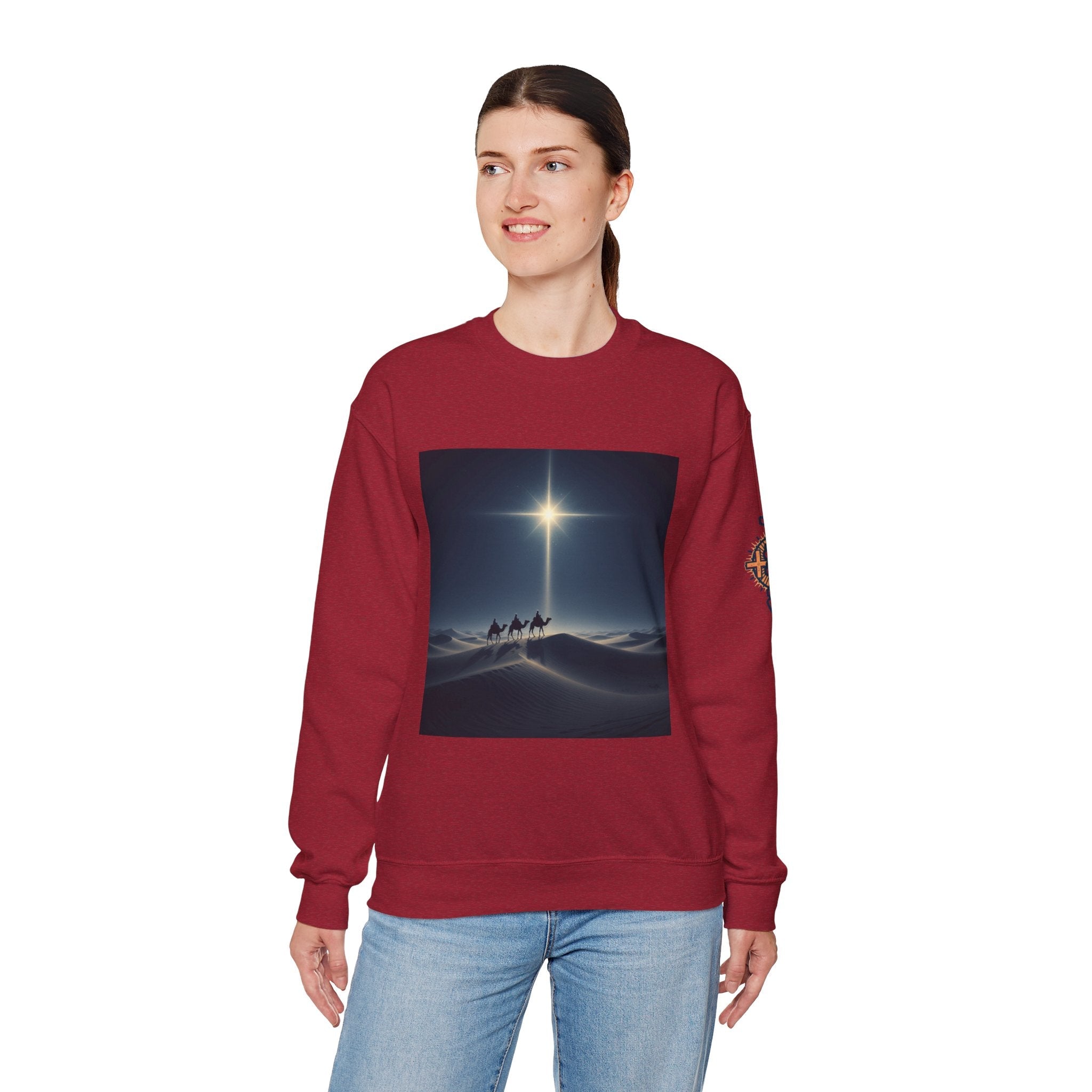3 Wise Men Sweatshirt – Magi Camels Nativity Journey Christian Christmas Sweatshirt for Epiphany Faith & Holy Night Printify
