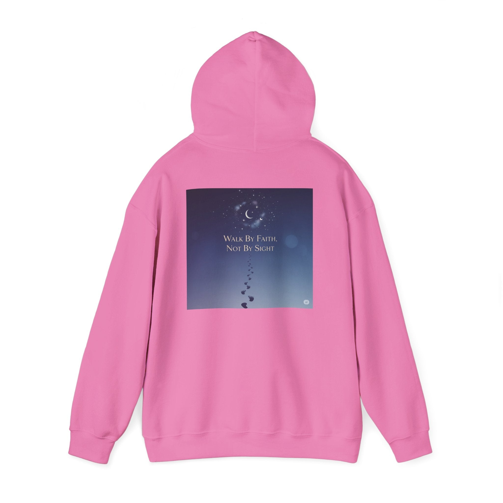 Walk by Faith, Not by Sight Hoodie – Moonlit Footprints Christian Hoodie for Cozy Nights Printify