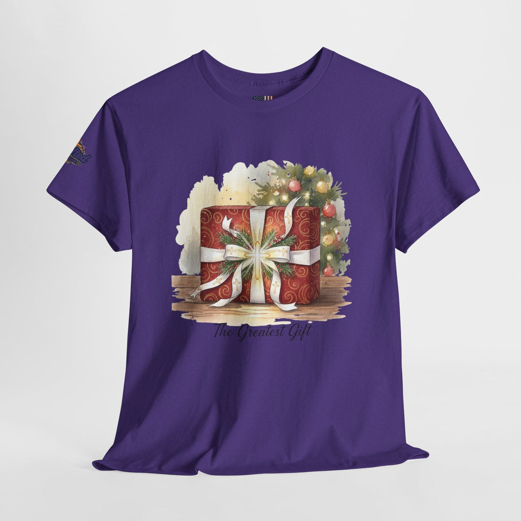 The Greatest Gift T-shirt – Cross Bow Present Christian T-shirt for Christmas Salvation & Eternal Faith Printify
