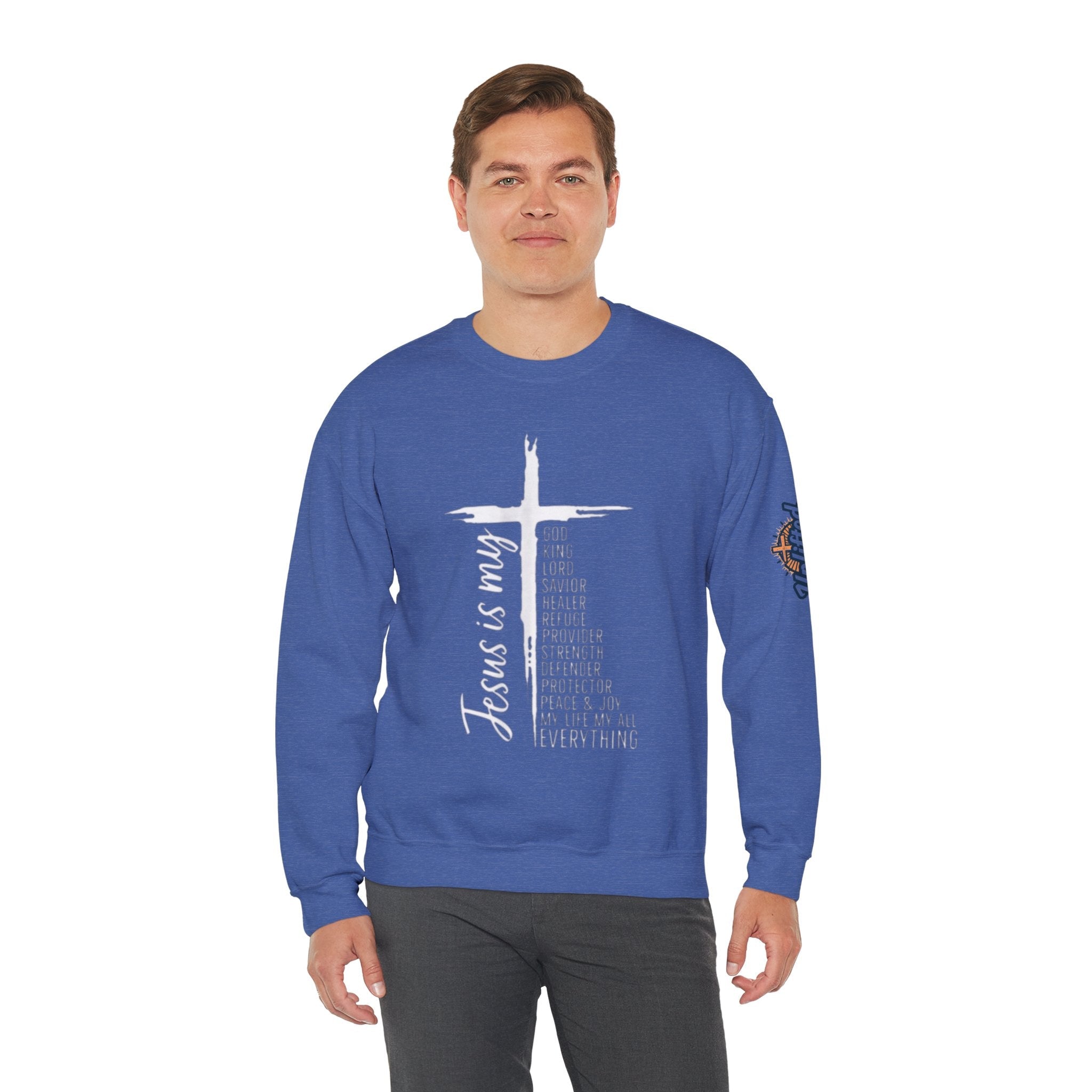 Jesus Is My Everything Sweatshirt – Cross List God King Lord Savior Christian Sweatshirt for Total Surrender Faith Printify