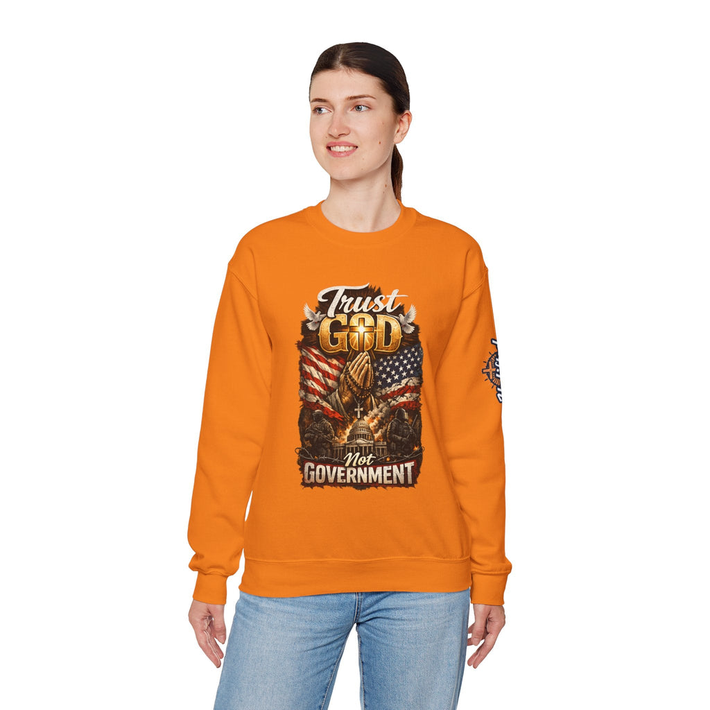 Trust God Not Government Sweatshirt — Vintage Patriotic Christian Sweatshirt Printify