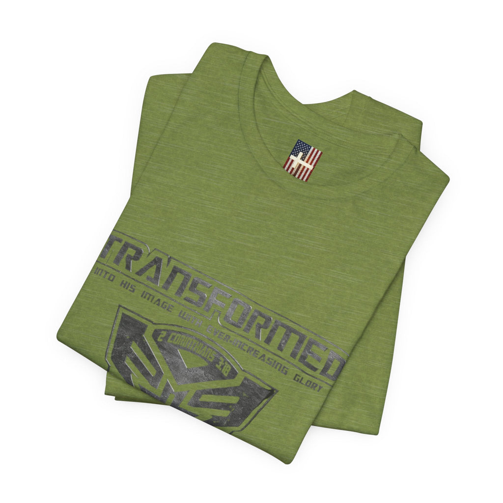 Transformer Logo Christian T-shirt | 2 Corinthians 3:18 Bible Verse T-shirt Printify