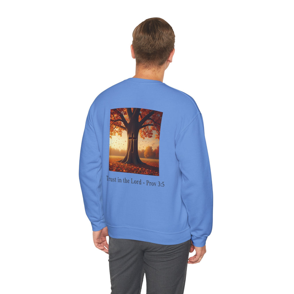 Trust in the Lord Sweatshirt – Autumn Tree Proverbs 3:5 Christian Sweatshirt for Cozy Faith Printify