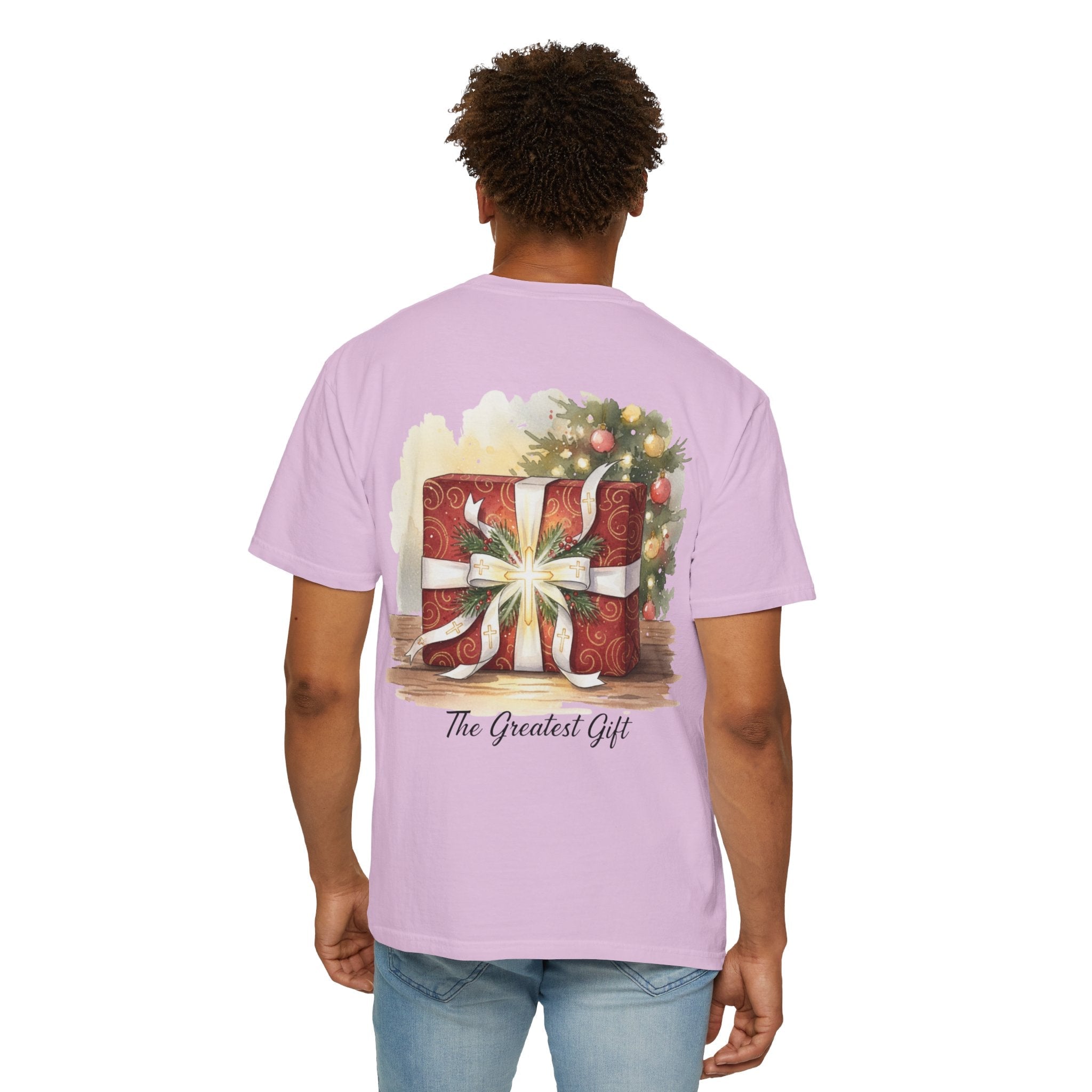 The Greatest Gift T-shirt – Cross Bow Present Christian T-shirt for Christmas Salvation & Eternal Faith Printify