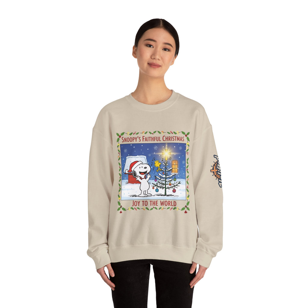 🎄 Faithful Christmas Friends – Christian Holiday Sweatshirt | Festive Tree & Cartoon Duo | Heartwarming Christmas Tee by Uplifted Gear Printify