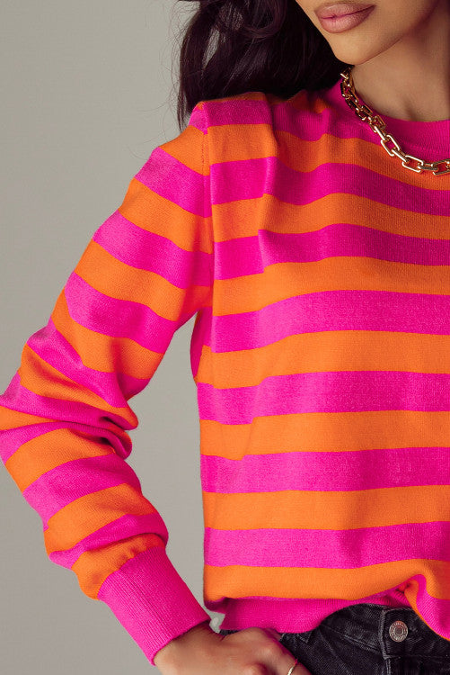 80s Pink & Orange Shoulder Sweater Pretty Little Patriot