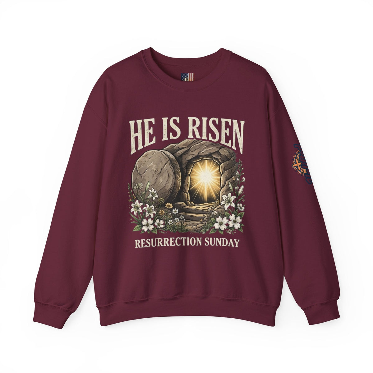 He Is Risen Sweatshirt — Jesus Christ Resurrection Easter Sweatshirt Printify