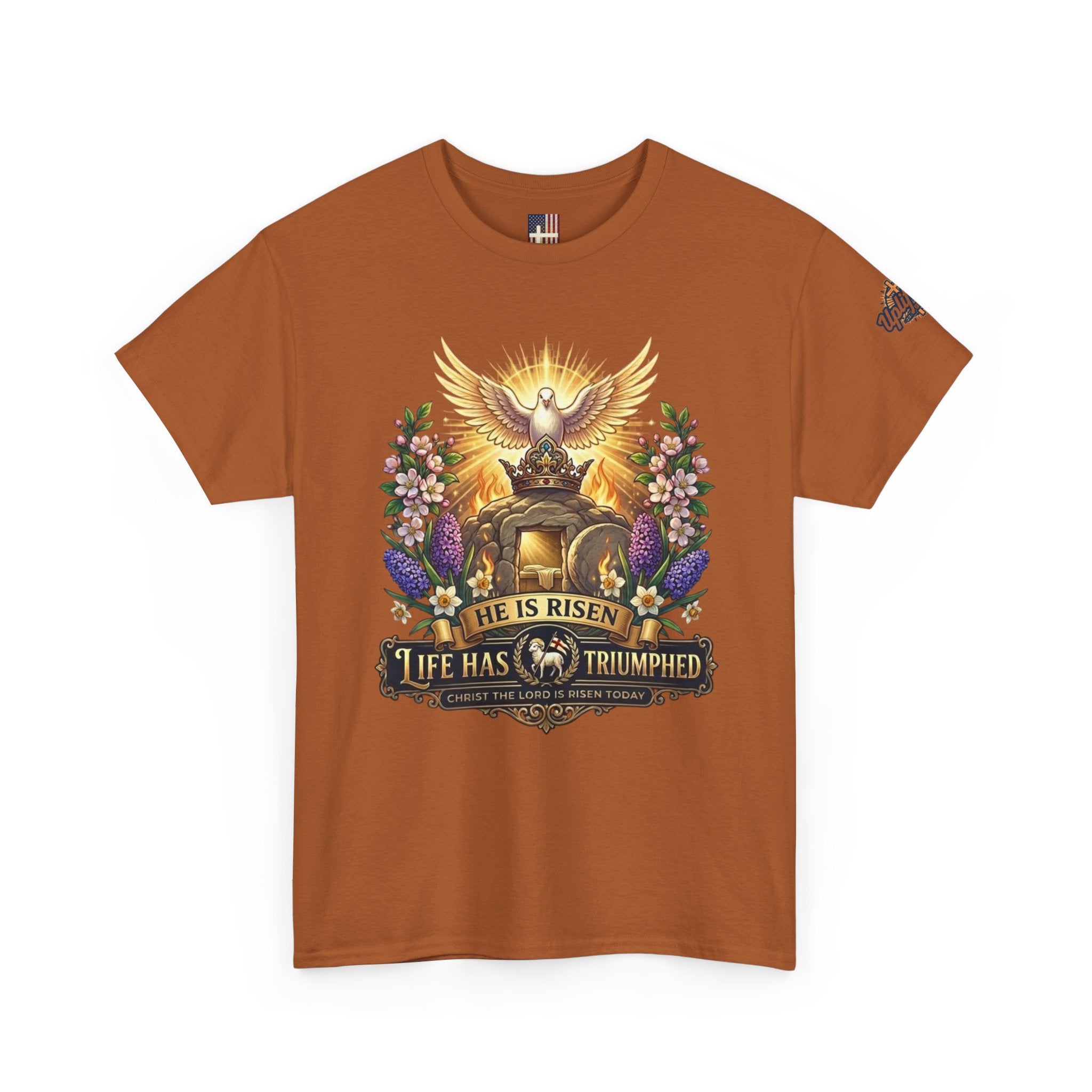 He Is Risen "Life Has Triumphed" T-Shirt — Easter Resurrection Christian Tee Printify