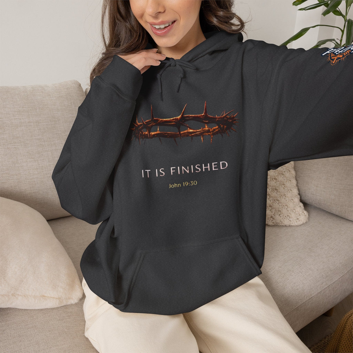 It Is Finished Crown of Thorns Hoodie — Christian John 19:30 Faith Hoodie Printify