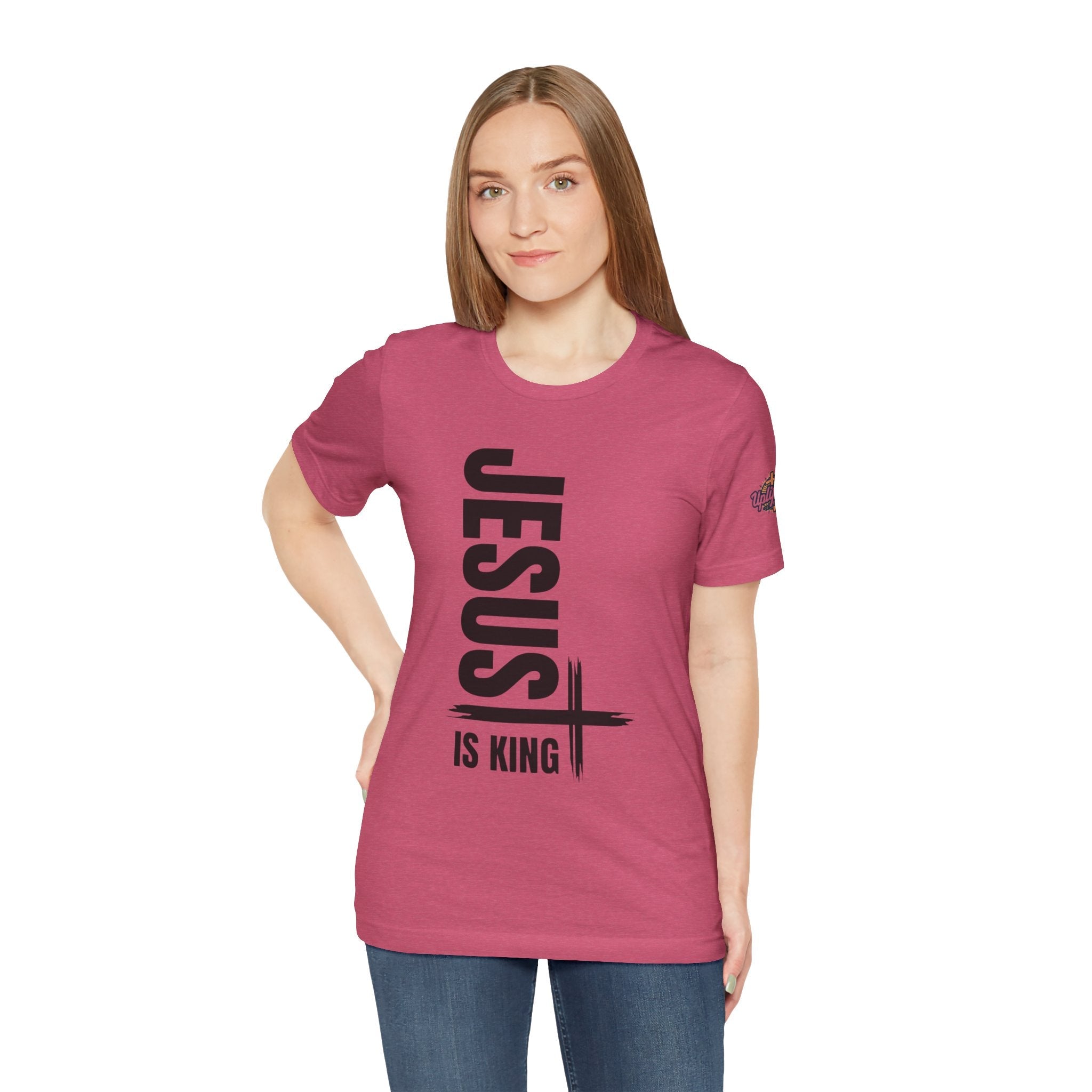 Jesus Is King T-shirt | Modern Typographic Cross Christian T-shirt Printify