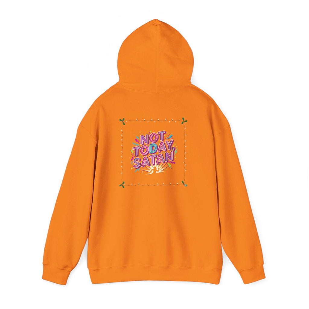🔥 Not Today, Satan – Retro 90s Christian Hoodie | Neon Faith Tee | Funky Cartoon Devil | Bold Bible Verse Shirt | Uplifted Gear Printify
