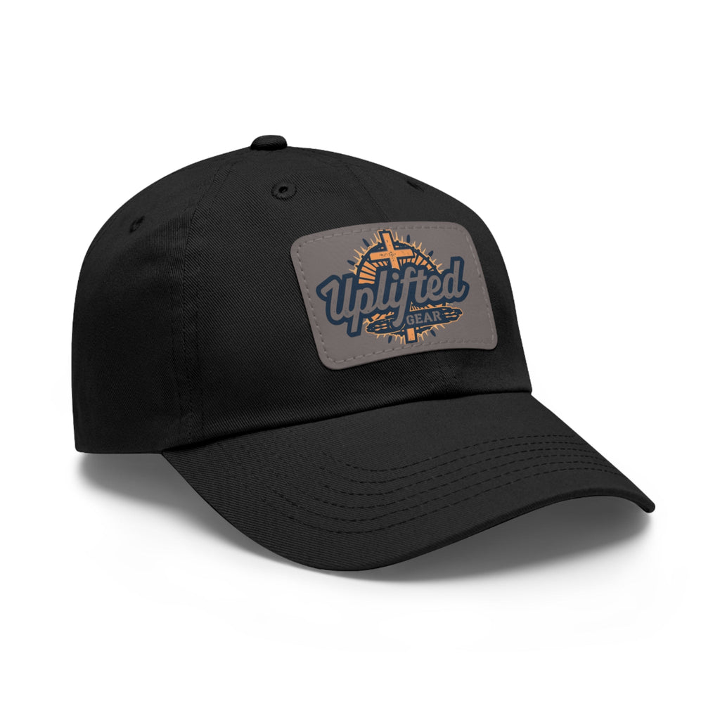 Uplifted Gear Leather Patch Dad Hat — Vintage Aviation Logo Cap Printify