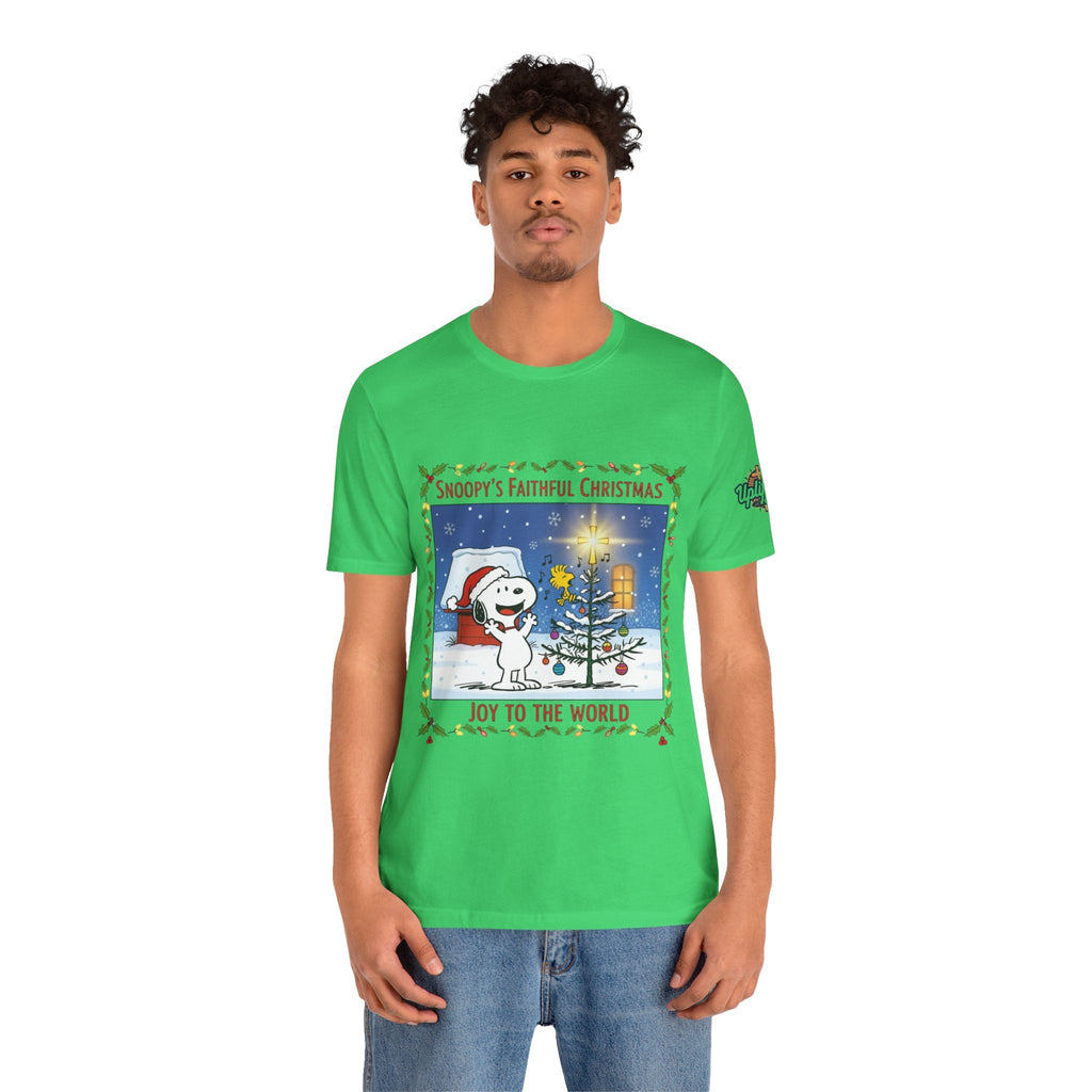 🎄 Faithful Christmas Friends – Christian Holiday T-Shirt | Festive Tree & Cartoon Duo | Heartwarming Christmas Tee by Uplifted Gear Printify