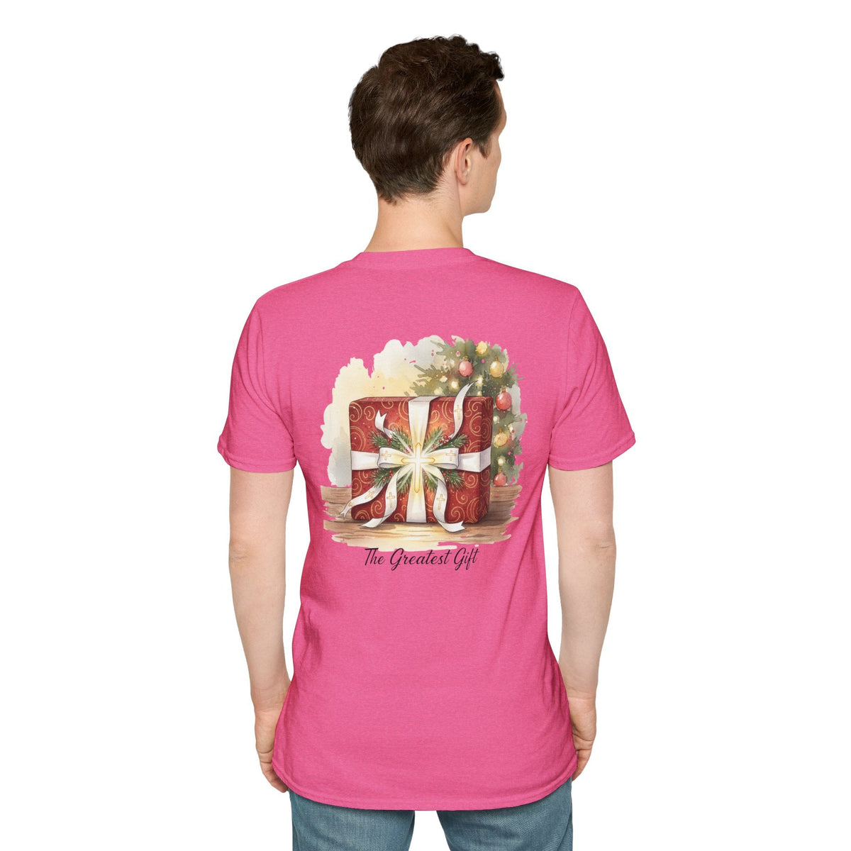 The Greatest Gift T-shirt – Cross Bow Present Christian T-shirt for Christmas Salvation & Eternal Faith Printify
