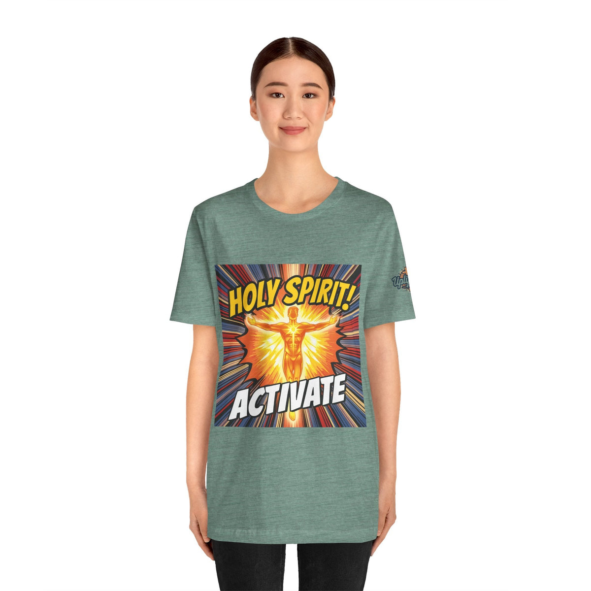 Holy Spirit Activate T-shirt – Superhero Christian T-shirt with Vibrant Power-Up Design for Faith-Fueled Boldness Printify