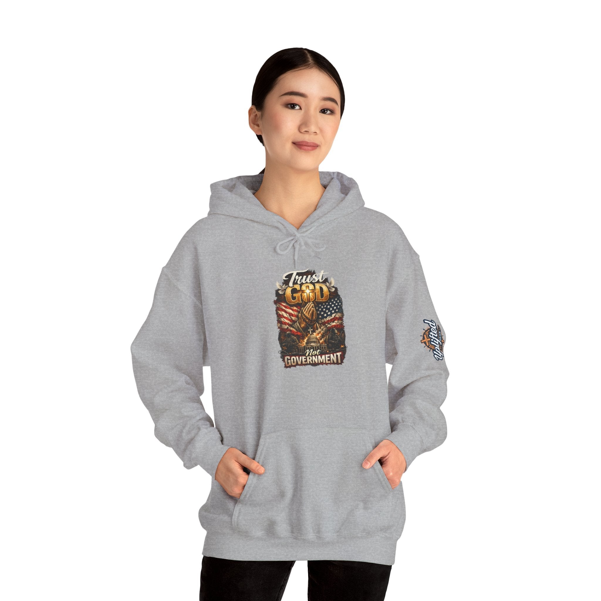 Trust God Not Government Hoodie — Vintage Patriotic Christian Hoodie Printify