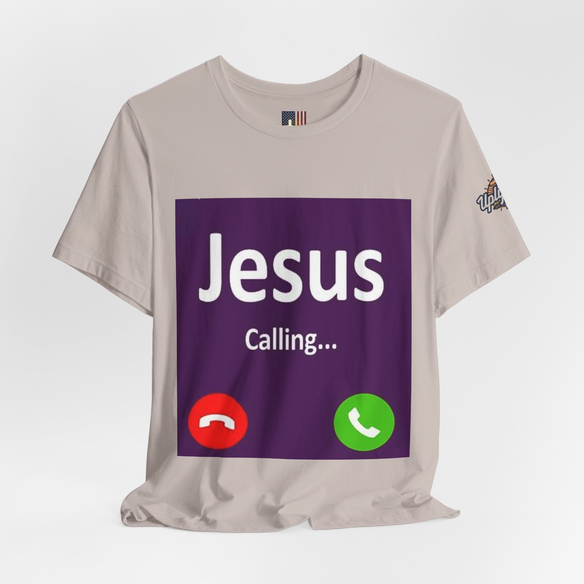 Jesus Calling T-shirt – Funny Cell Phone Screen Christian T-shirt for Divine Connection & Faith Humor Printify