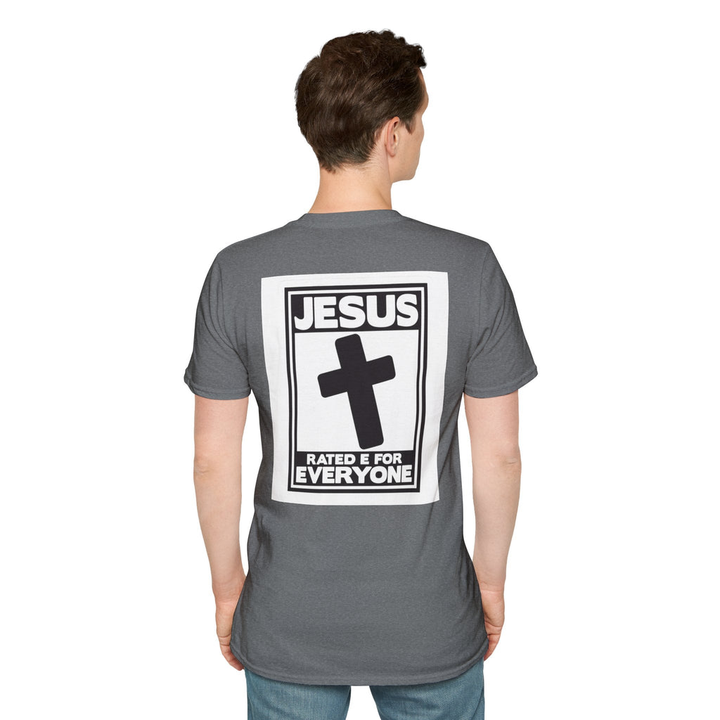 Jesus, Rated E for Everyone T-shirt - Gamer Faith T-shirt - Christian Video Game Parody Printify