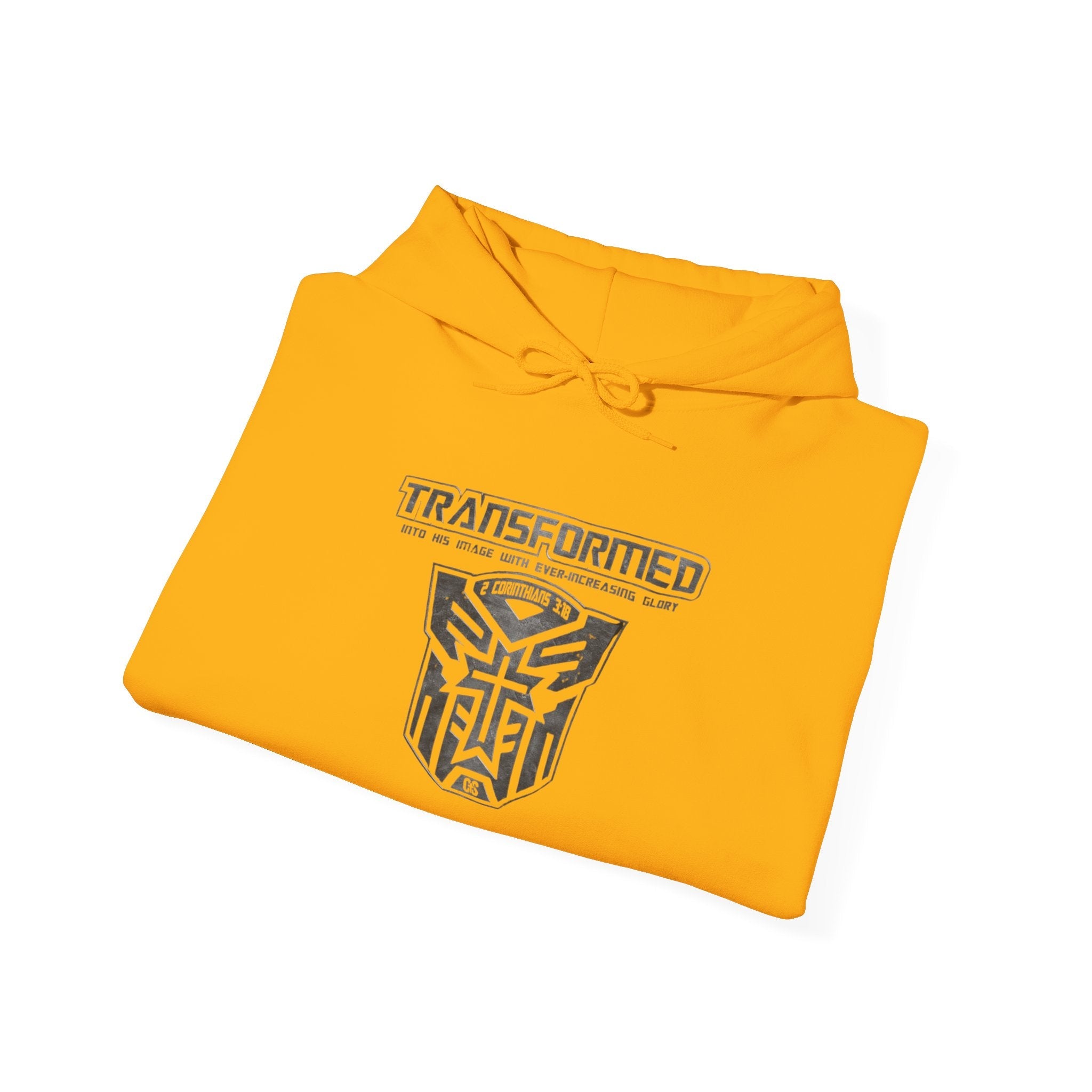 Transformer Logo Christian Hoodie | 2 Corinthians 3:18 Bible Verse Hoodie Printify