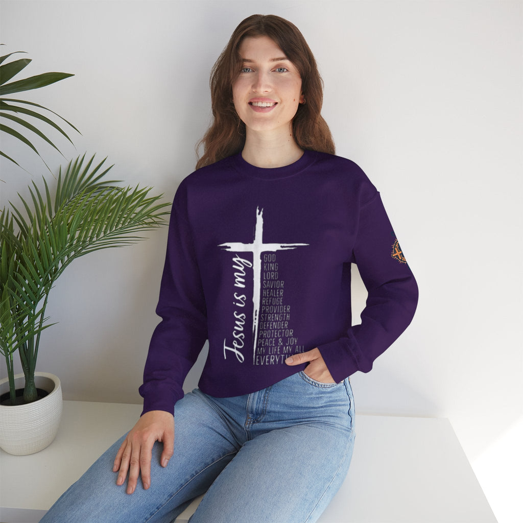 Jesus Is My Everything Sweatshirt – Cross List God King Lord Savior Christian Sweatshirt for Total Surrender Faith Printify