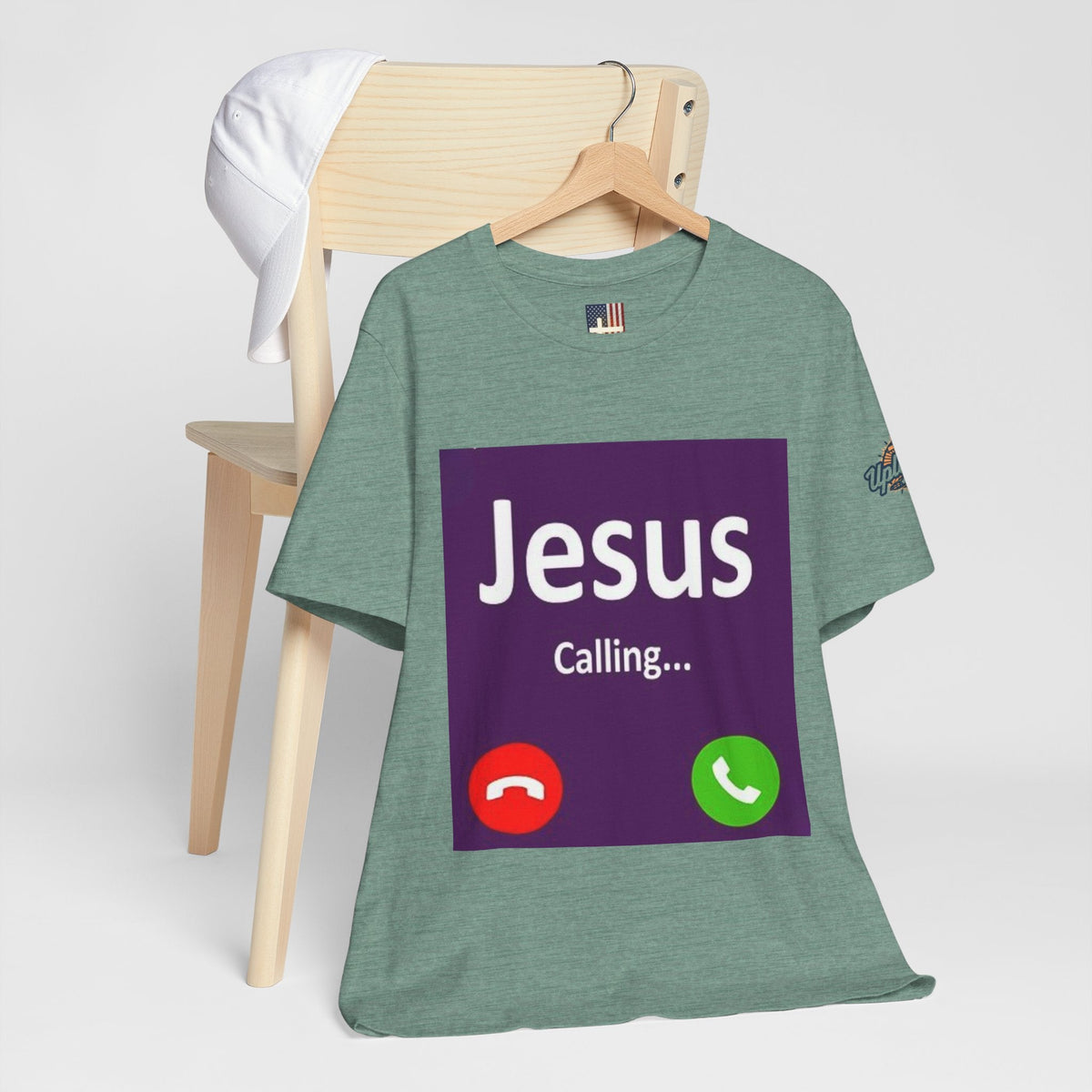 Jesus Calling T-shirt – Funny Cell Phone Screen Christian T-shirt for Divine Connection & Faith Humor Printify