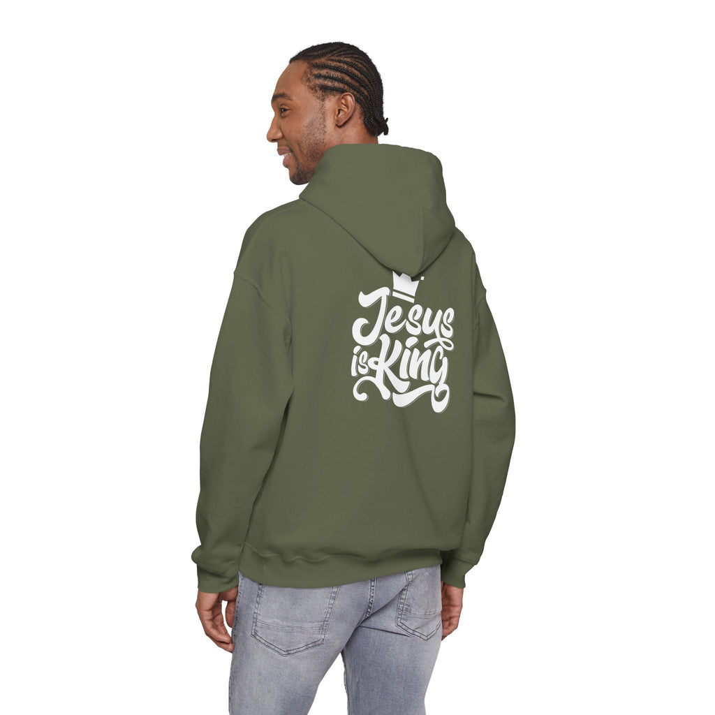 Jesus is King Hoodie – Bold Crown & Cross Christian Sweatshirt for Eternal Reign & Cozy Faith Printify