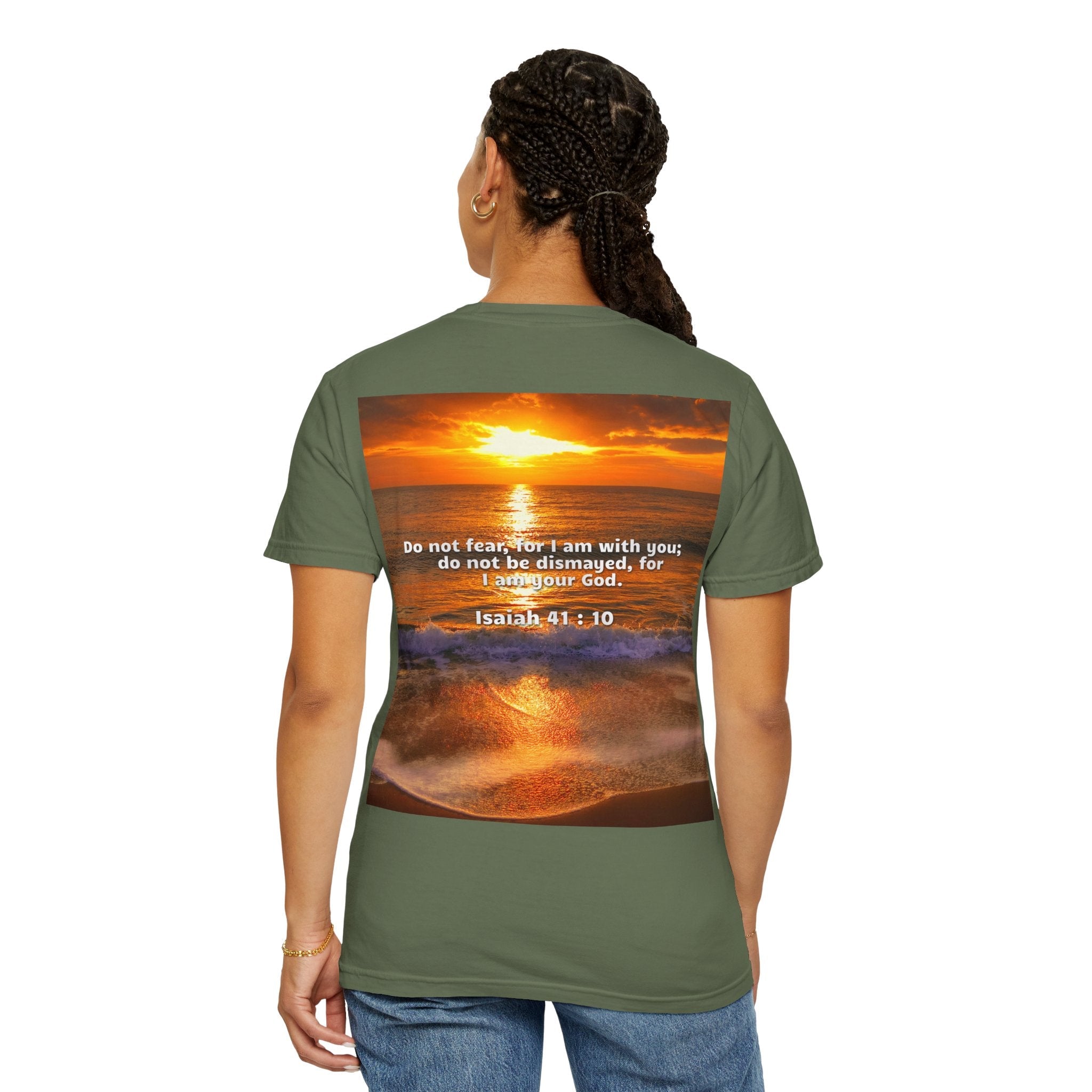 Bible Verse Unisex Garment-Dyed T-shirt - Isaiah 41 : 10 Printify