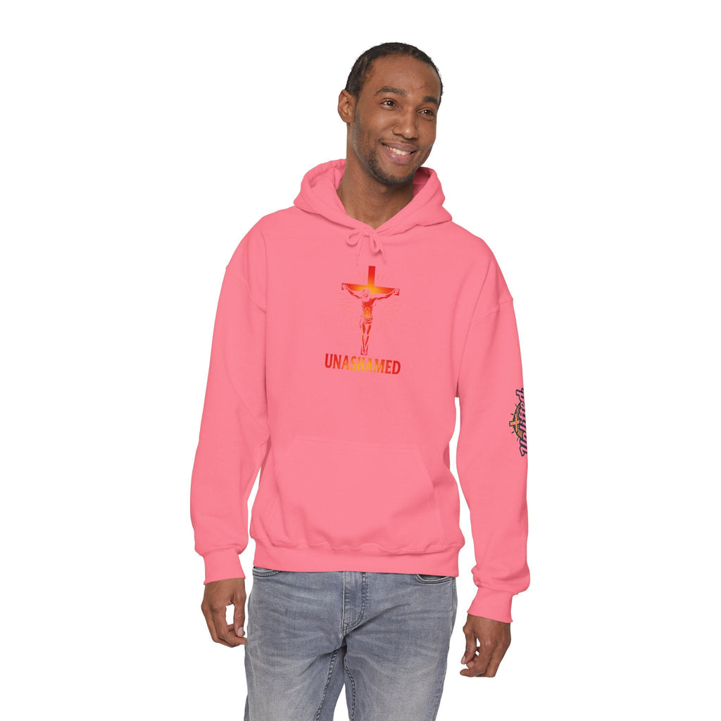 Unashamed Hoodie – Romans 1:16 Crucifixion Christian Sweatshirt for Bold Unwavering Faith Printify