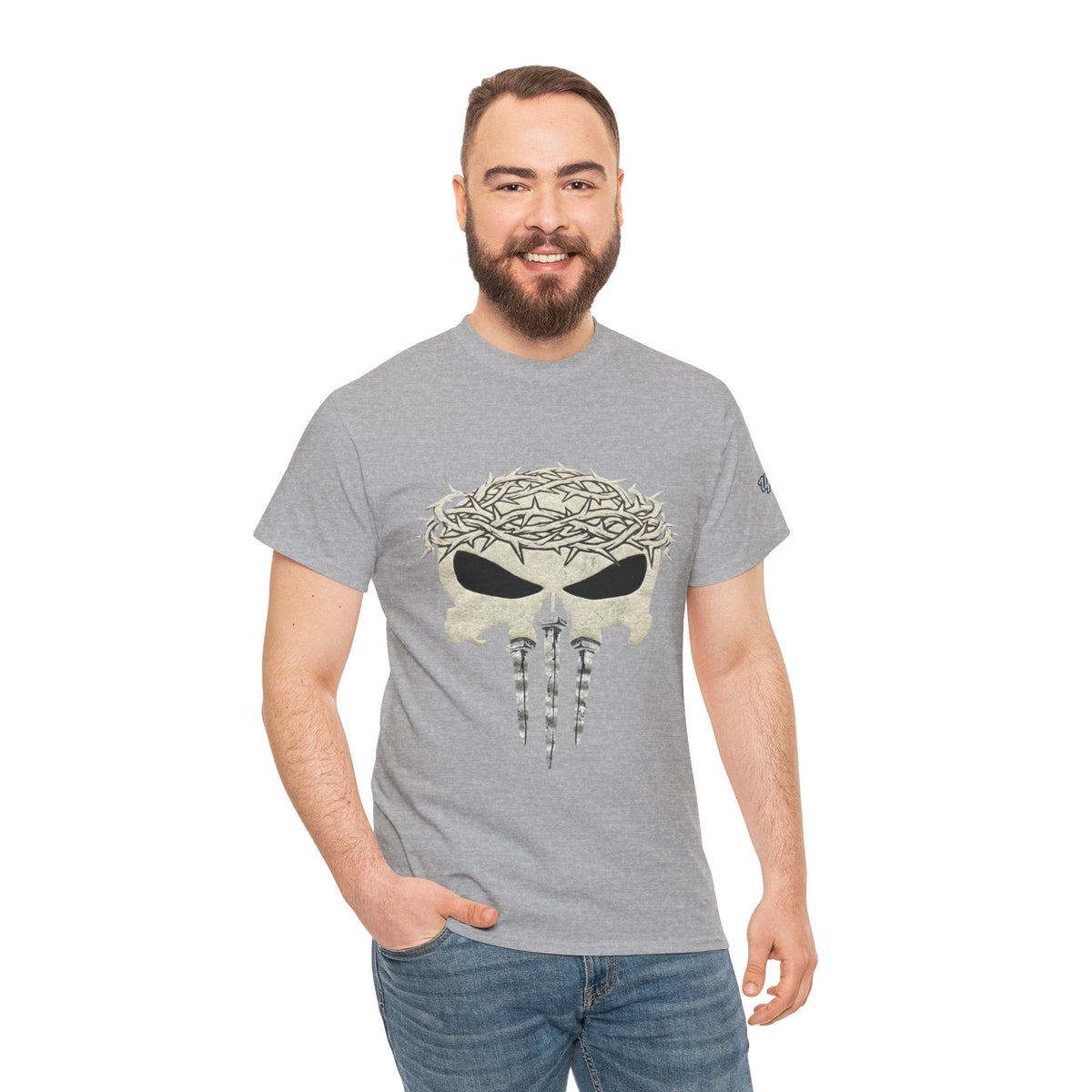 Christian Skull T-shirt - Crown of Thorns & Nails - Warrior Faith T-shirt Printify