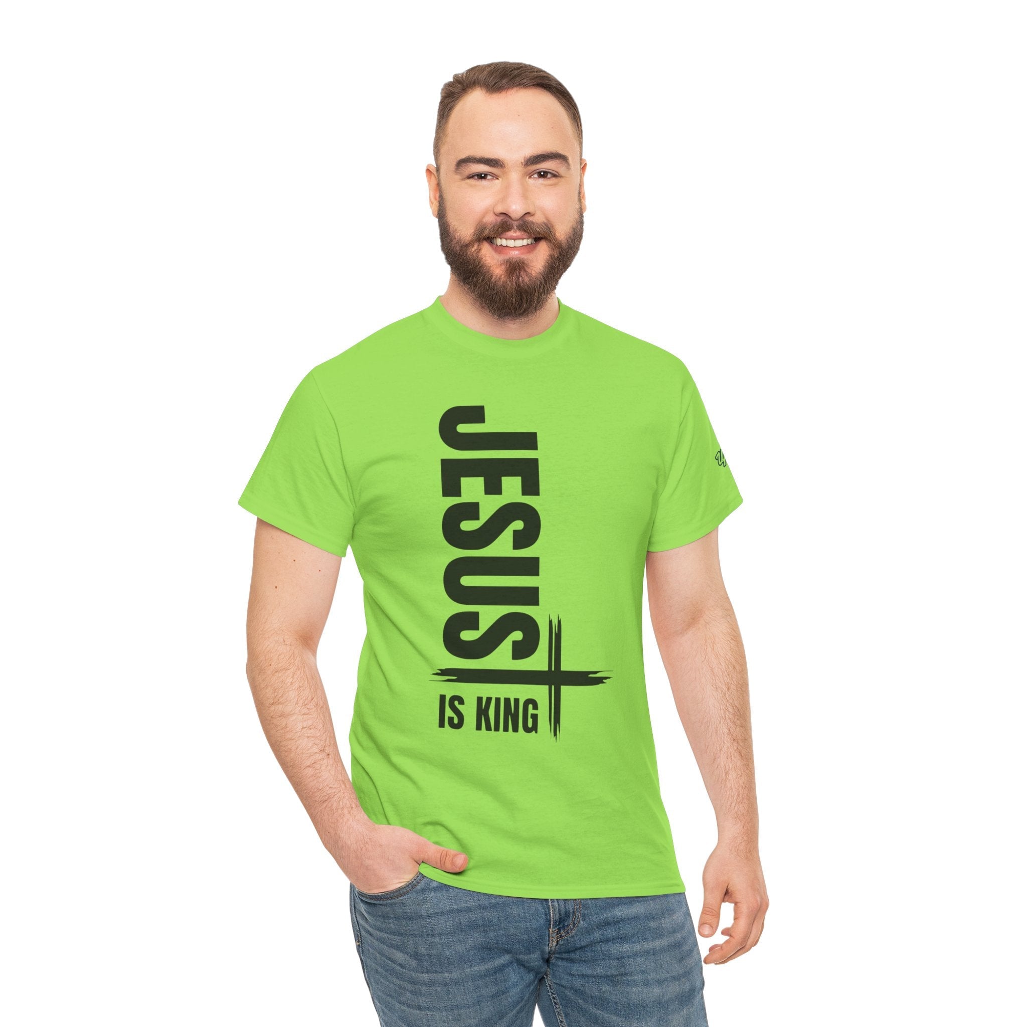 Jesus Is King T-shirt | Modern Typographic Cross Christian T-shirt Printify