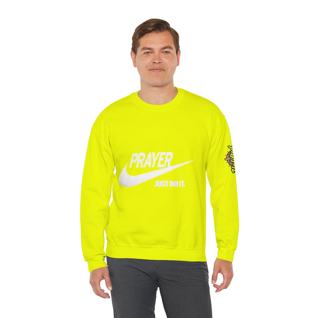 Prayer Just Do It Sweatshirt - Funny Christian Nike Parody Sweatshirt - Faith Gear Printify
