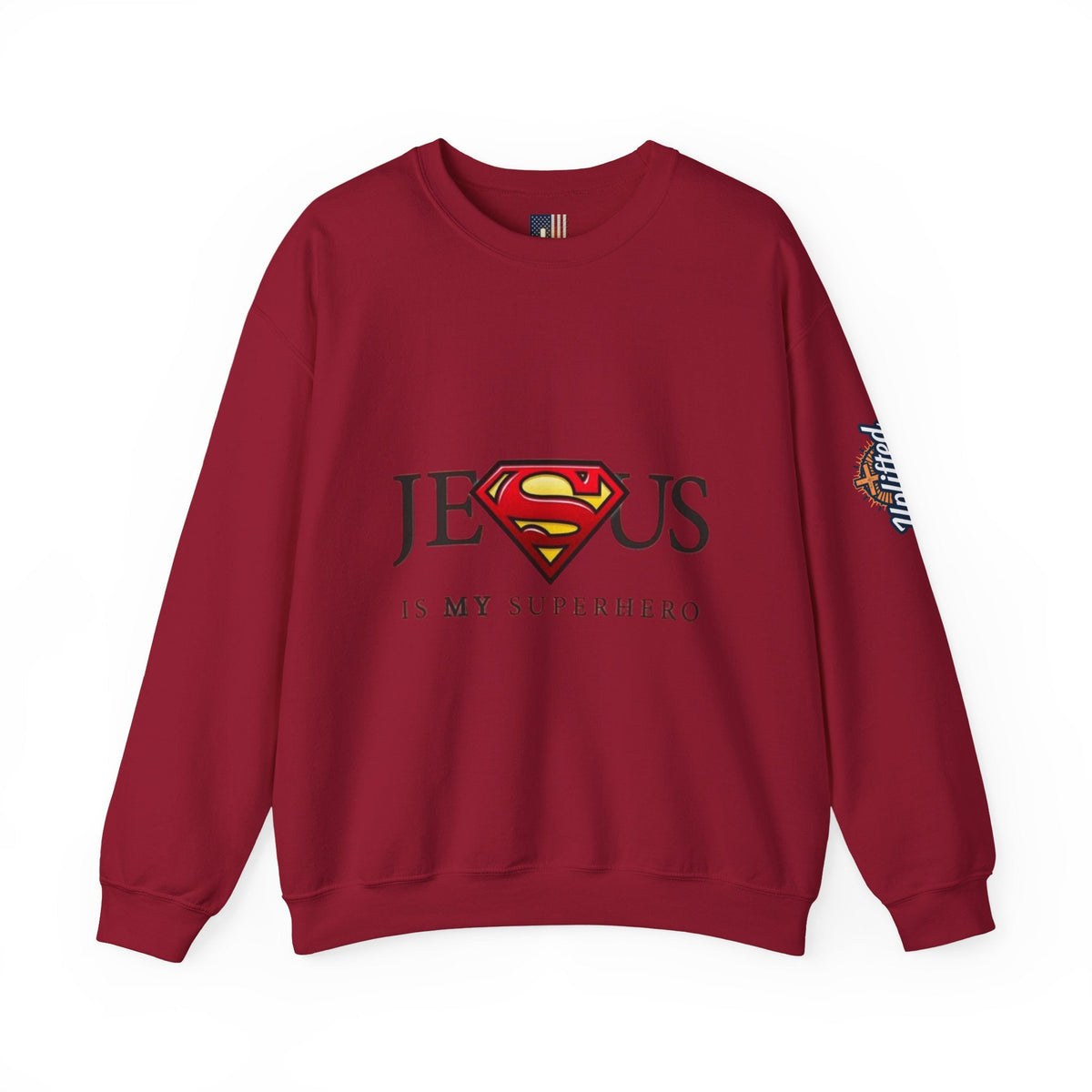 Jesus Is My Superhero Crewneck Sweatshirt Printify