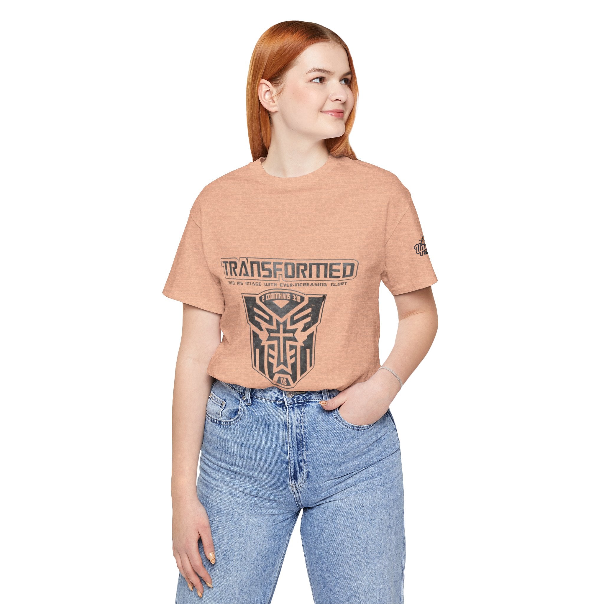 Transformer Logo Christian T-shirt | 2 Corinthians 3:18 Bible Verse T-shirt Printify