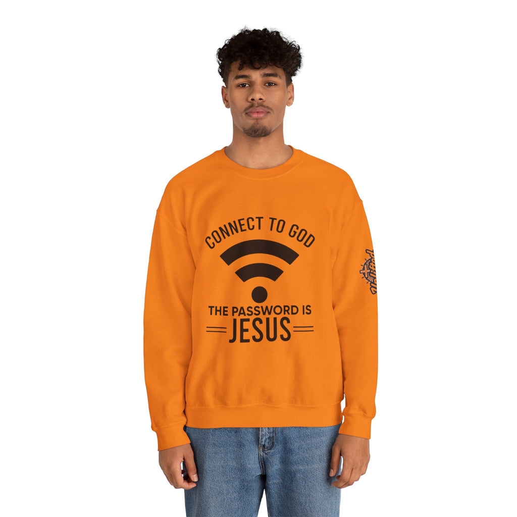 Connect to God Sweatshirt - WIFI Password is Jesus - Funny Christian Faith Sweatshirt Printify