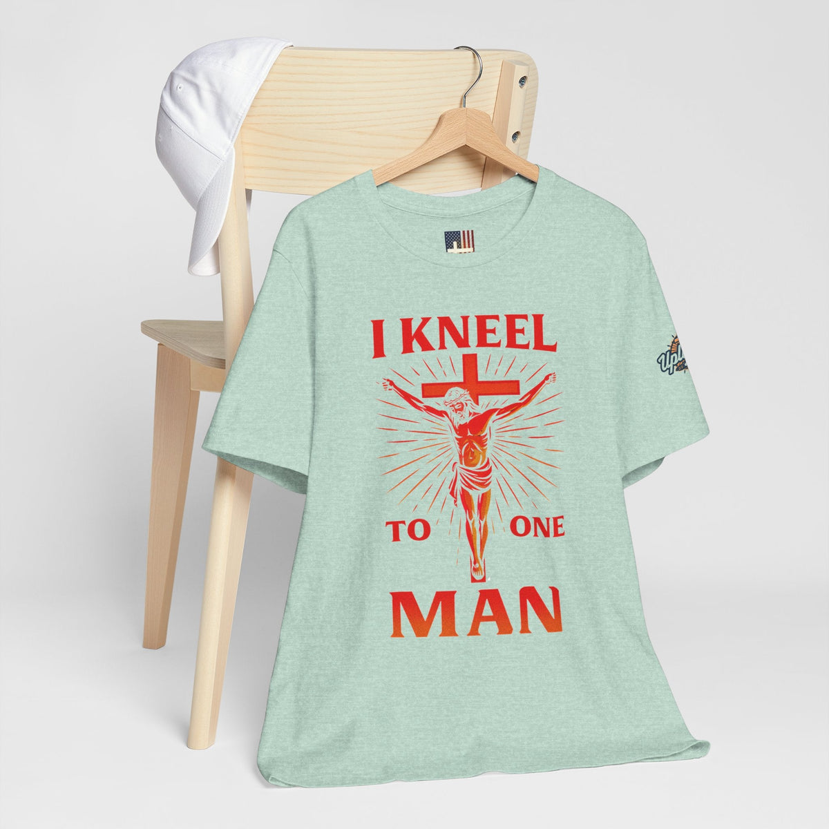 I Kneel to One Man T-shirt – Crucifixion Christian T-shirt for Unashamed Devotion & Bold Faith Printify