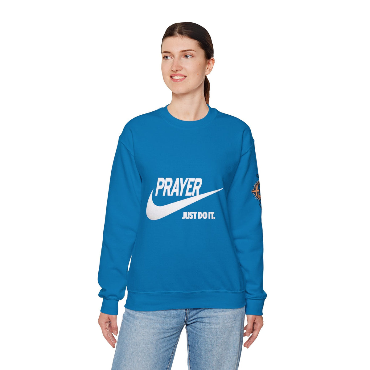 Prayer Just Do It Sweatshirt - Funny Christian Nike Parody Sweatshirt - Faith Gear Printify