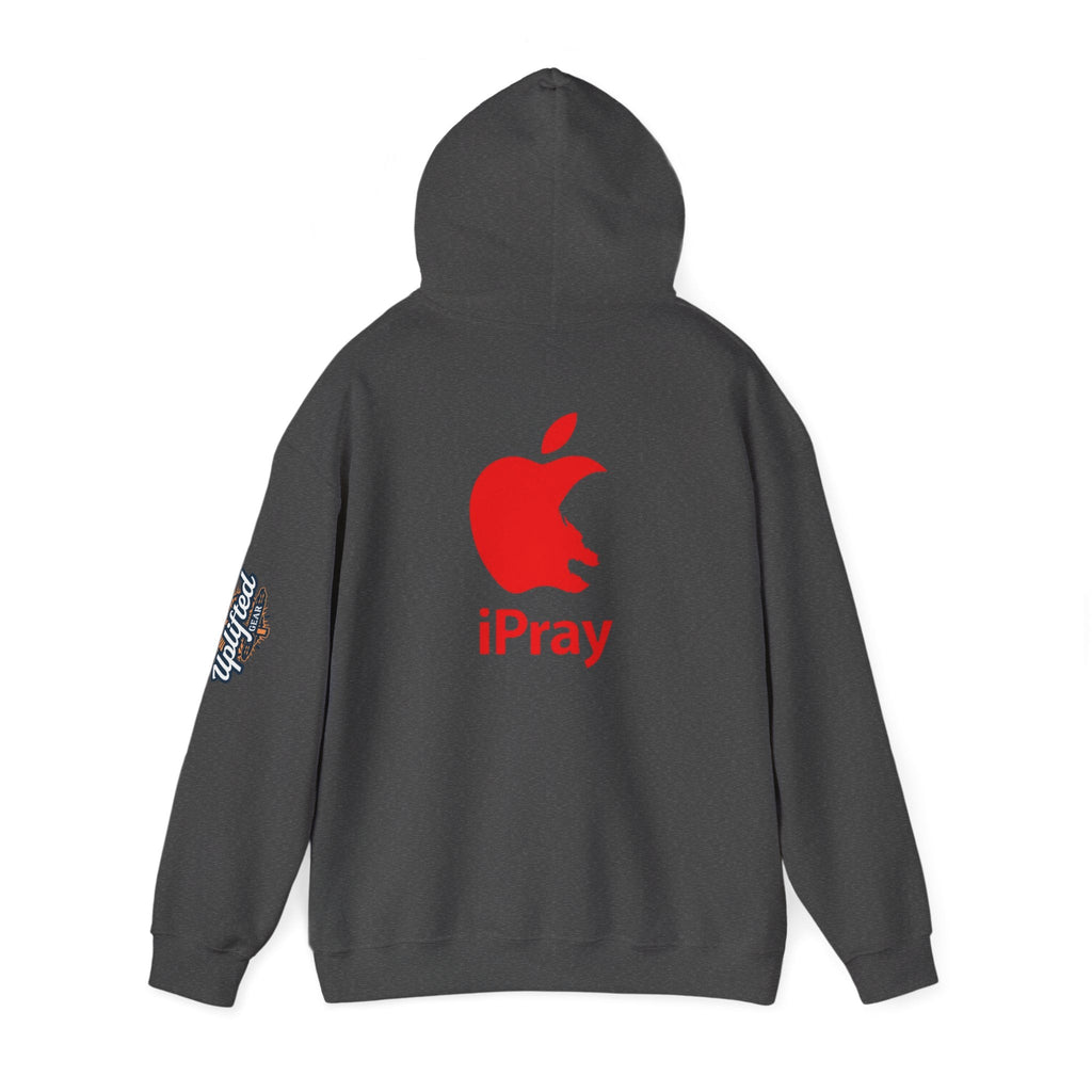 iPray Apple Logo Hoodie — Funny Christian Hoodie (Minimal Red Apple Graphic) Printify