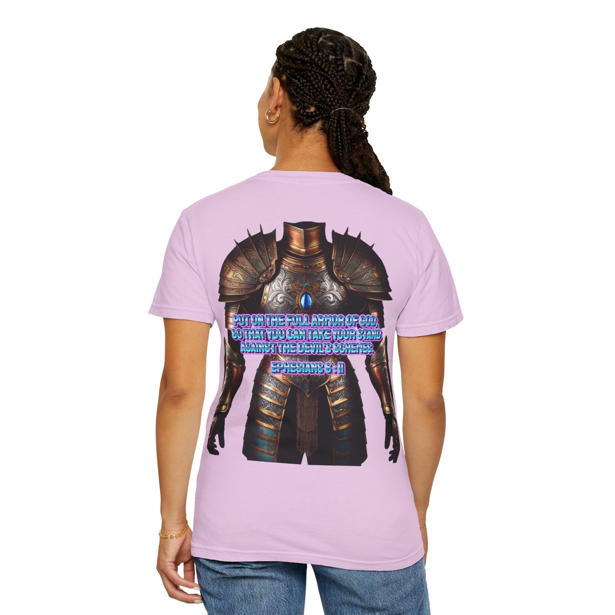 Religious Graphic Tee with Armor Of God Design - Unisex Garment-Dyed T-shirt Printify