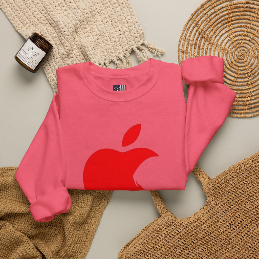 iPray Apple Logo Sweatshirt — Funny Christian Sweatshirt (Minimal Red Apple Graphic) Printify