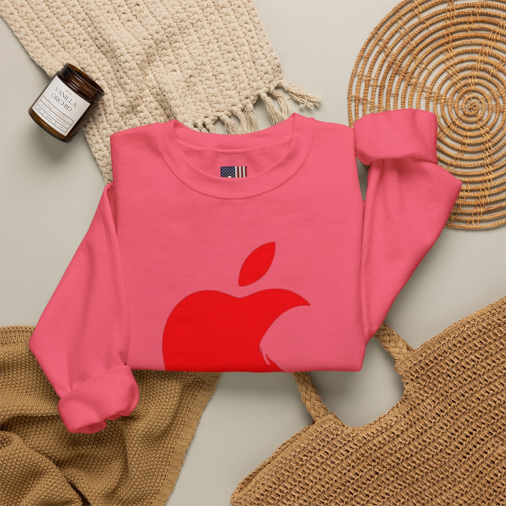 iPray Apple Logo Sweatshirt — Funny Christian Sweatshirt (Minimal Red Apple Graphic) Printify
