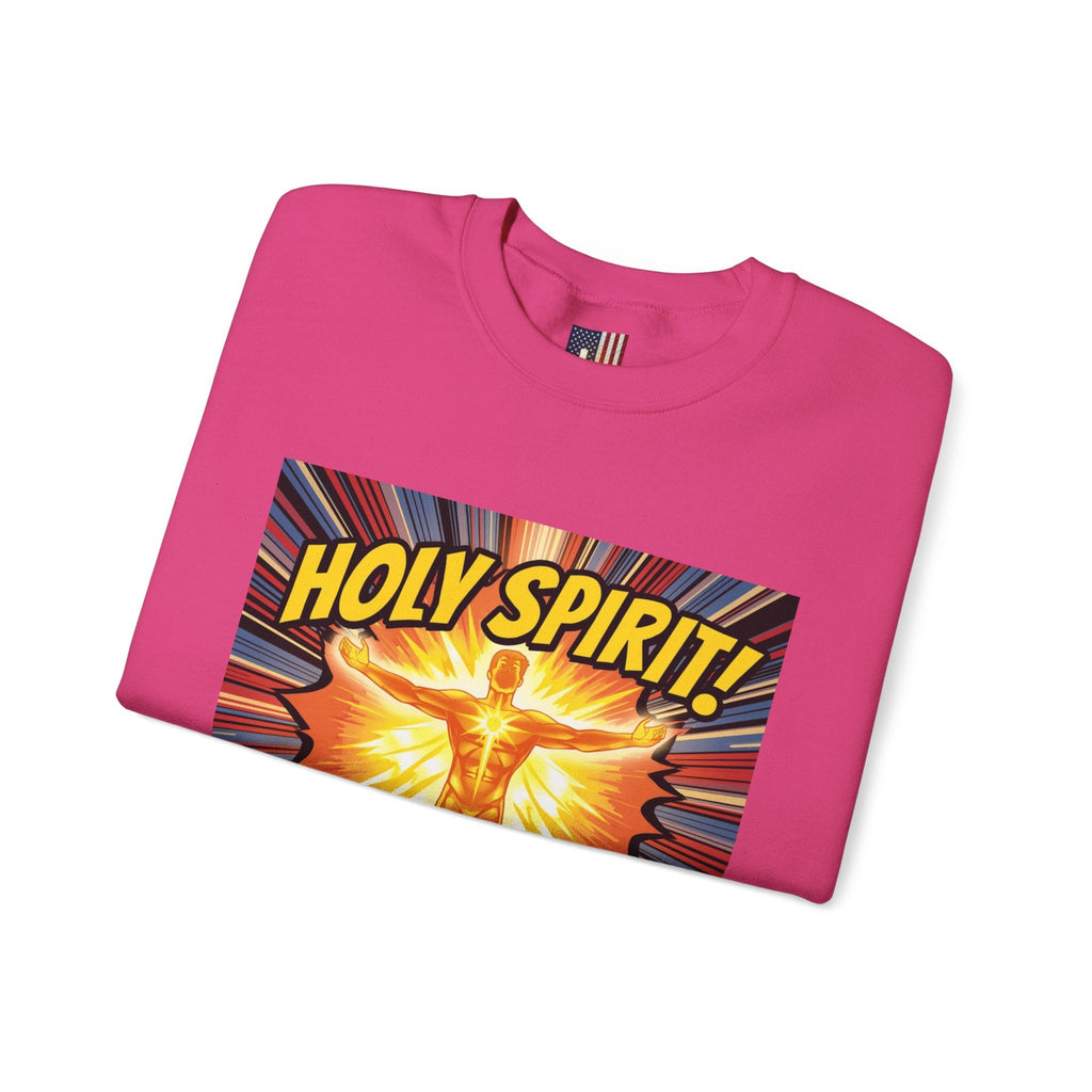 Holy Spirit Activate Sweatshirt – Superhero Christian Sweatshirt with Vibrant Power-Up Design for Faith-Fueled Boldness Printify